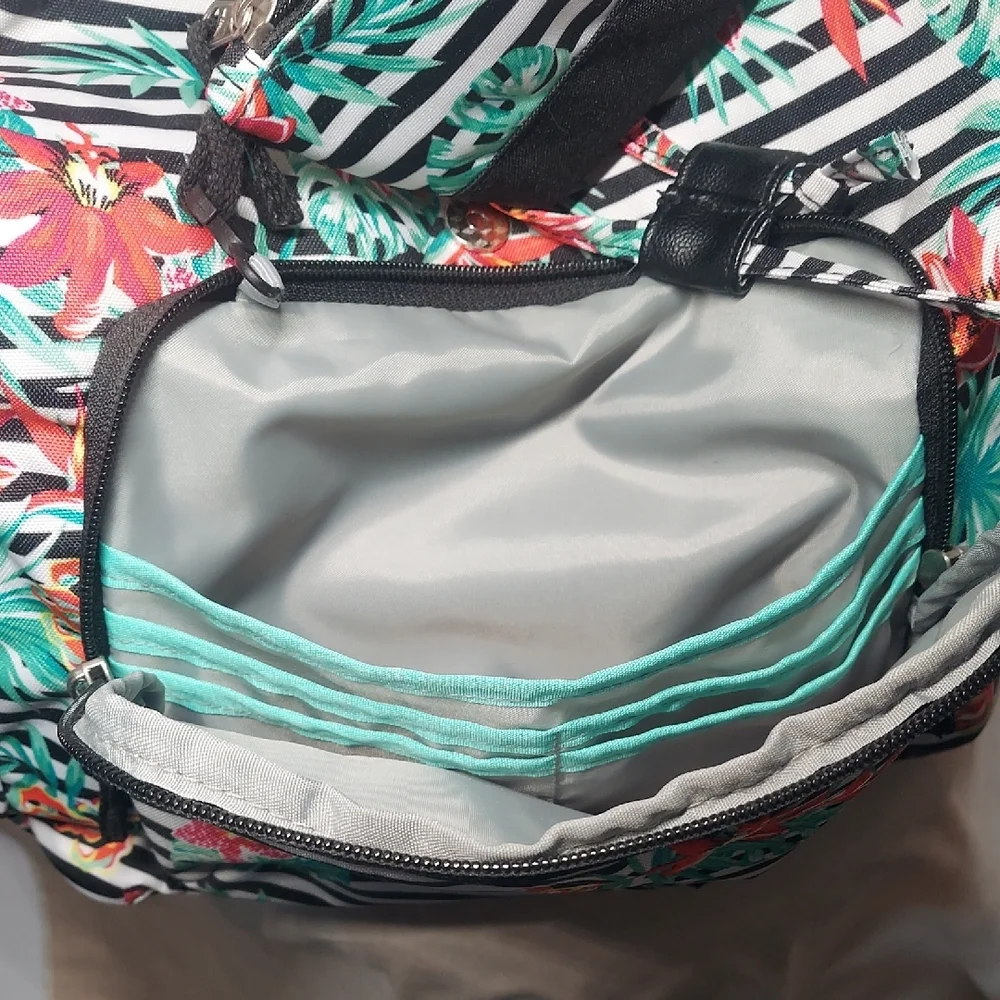 High Sierra Elly Backpack Tropical Stripe Black Floral Rucksack Tech Spot Tablet